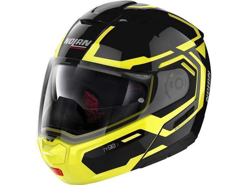 Caschi modulari Nolan N90 3 casco moto apribile n Com Driller 26 Glossy  black / Yellow in saldo